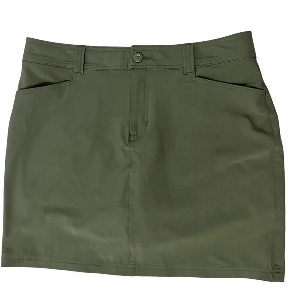 Eddie Bauer Taupe Green Tone Women's Skirt with built in shorts Size 8